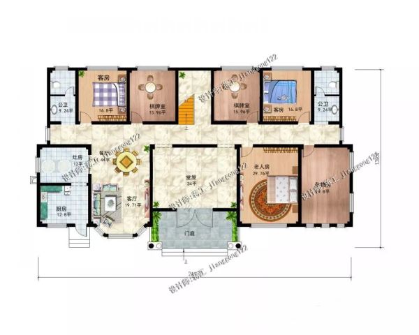 7款农村双拼别墅,兄弟共堂屋,第2款最便宜,第3建的人