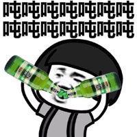 表情包:蘑菇头喝酒表情包,来来来,感情深一口闷