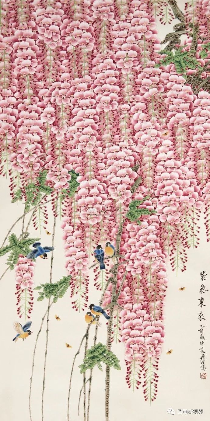 【国画花鸟】绚烂紫藤,真美!