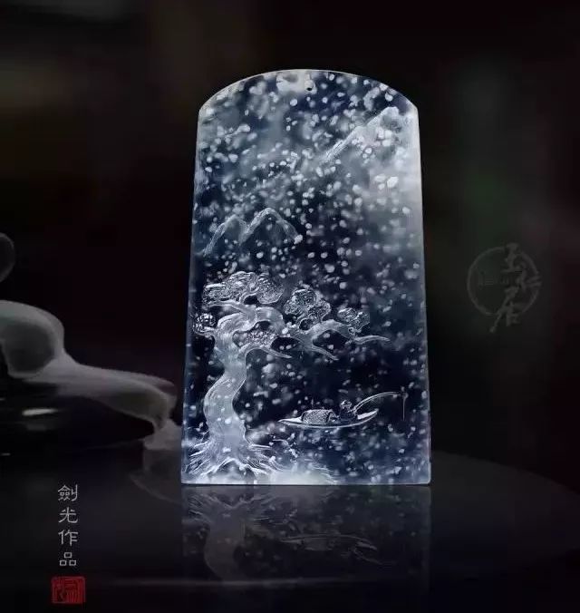 翡翠,玉雕,风雪夜归人