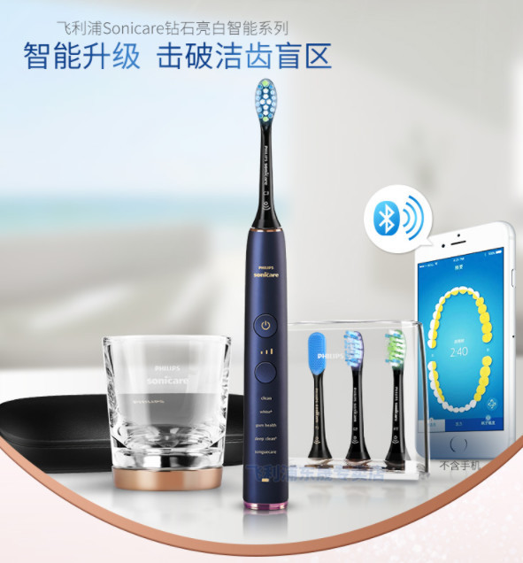 （飞利浦高端系列牙刷盲区监测功能介绍图）
