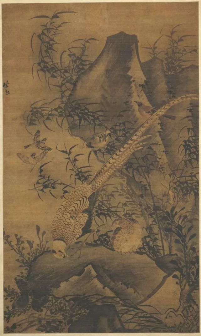 林良 雉鸡图轴 绢本设色 155×92.6cm 故宫博物院藏