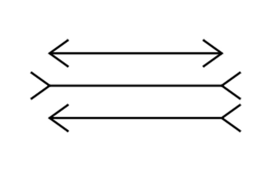 错觉,根据箭头的两端感觉,在视觉上我们会将第二条看成是最长的线条