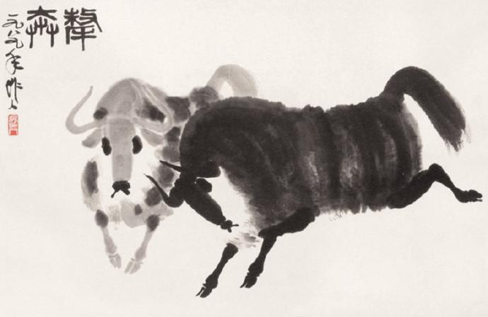 著名画家吴作人《牛》作品,真的很牛