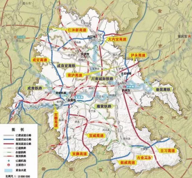 在宜宾的城市规划中,交通建设占据了很大的比重,涉及铁路,高速,航运等