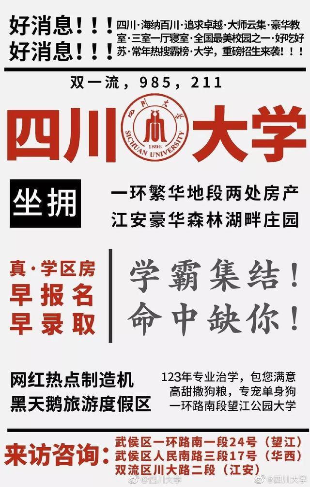 清华大学和武汉大学成为最大赢家 国教学院的椰树风招生海报 让人怀疑