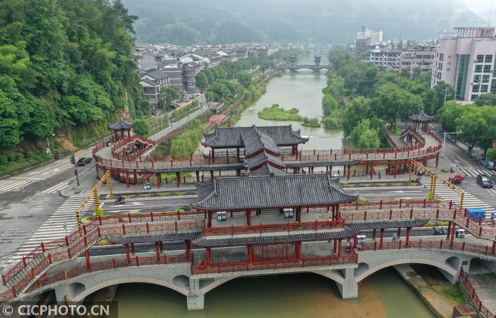 6月24日航拍的浙江省丽水市景宁畲族自治县寨山桥.