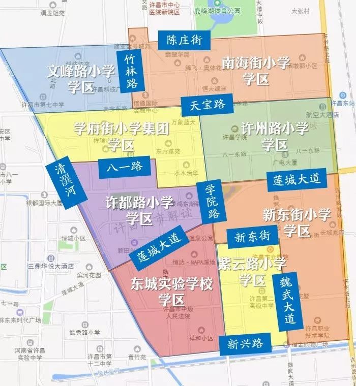 2019许昌市中心城区小学学区划分图解版