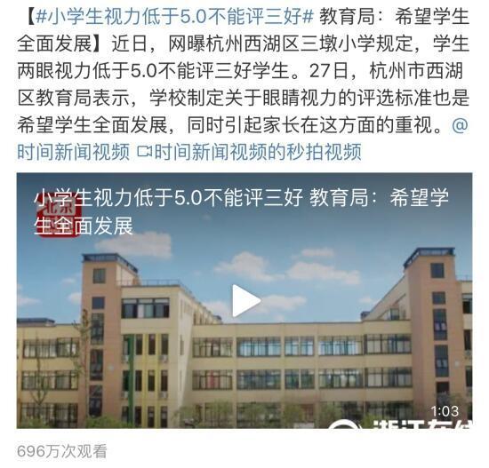 网友热议学生成杭州高中三好视力西湖区v网友郑州市106吧标准图片