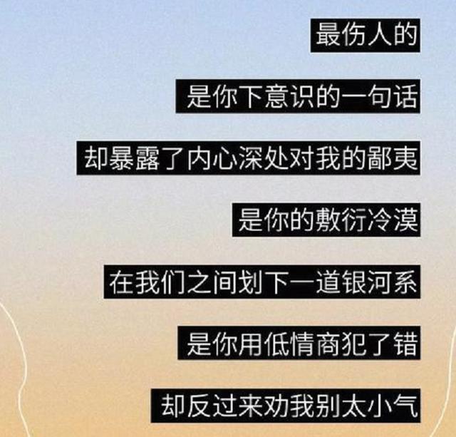 最伤人的莫过于明明是你的敷衍冷漠造成了双方的距离却反过来说是我太