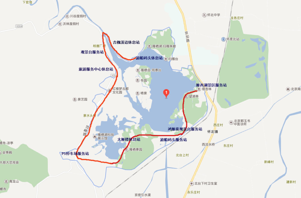 雁栖湖骑行地图