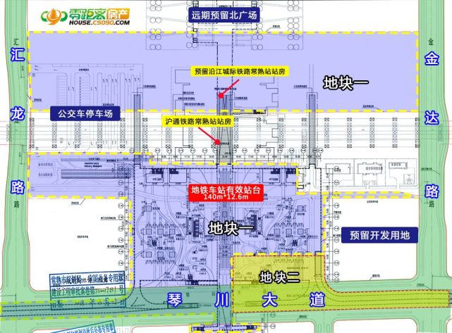 常熟站处在规划琴川大道,金达路,常昭路及汇龙路合围的区域.