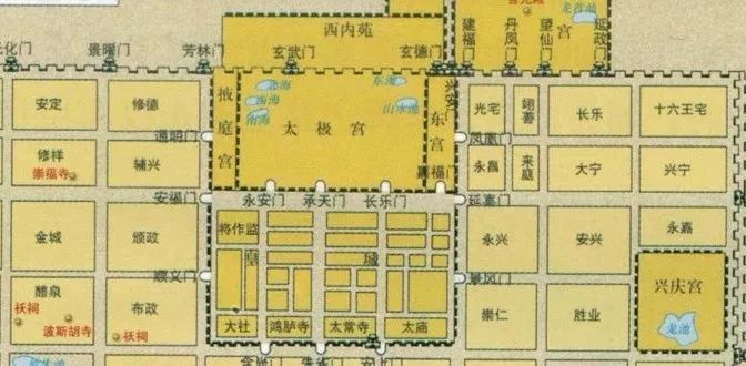 太子所在的东宫与太极宫只有一墙之隔.