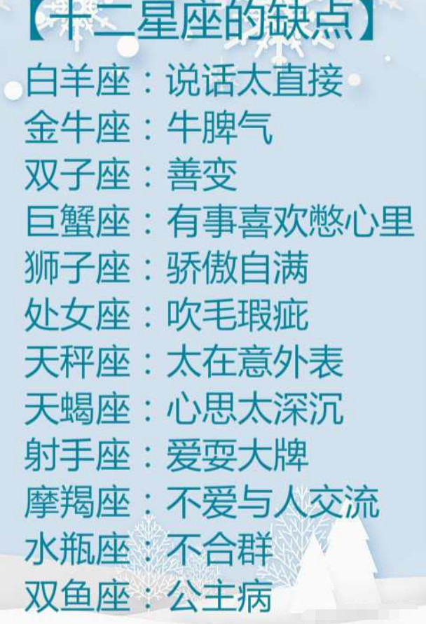 第一个字:(姓)按星座 白羊座:王 金牛座:刘 双子座:欧阳 巨蟹座:冷