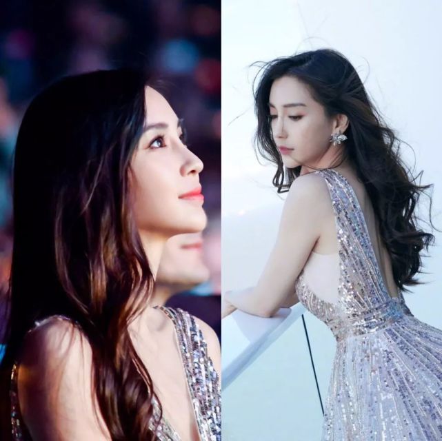 angelababy侧脸流畅的下颌线条和饱满的苹果肌少女感十足,卷翘的睫毛