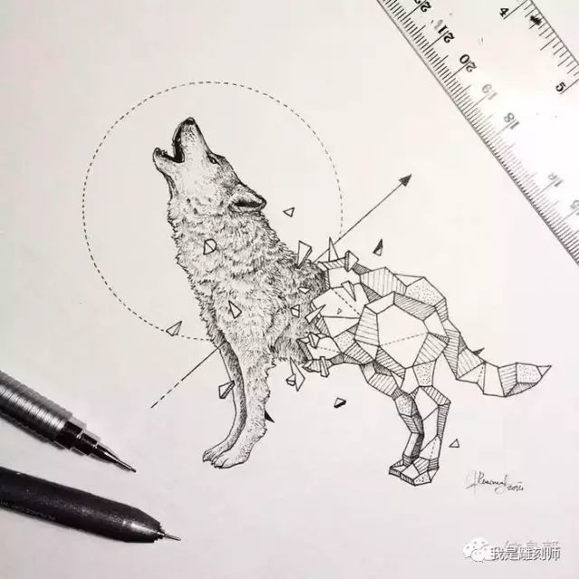 我是雕刻师=素描手稿二十九期:狼纹工笔绘画身雕刻素材