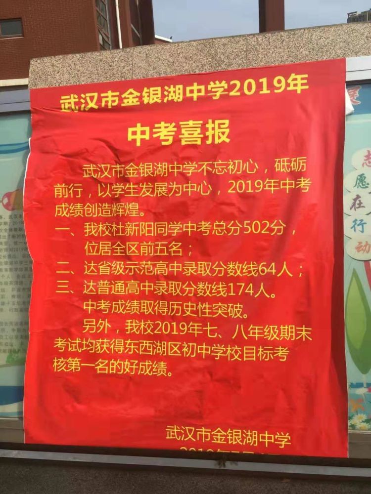 武汉市金银湖中学2019年中考喜报,家长关心的都在这