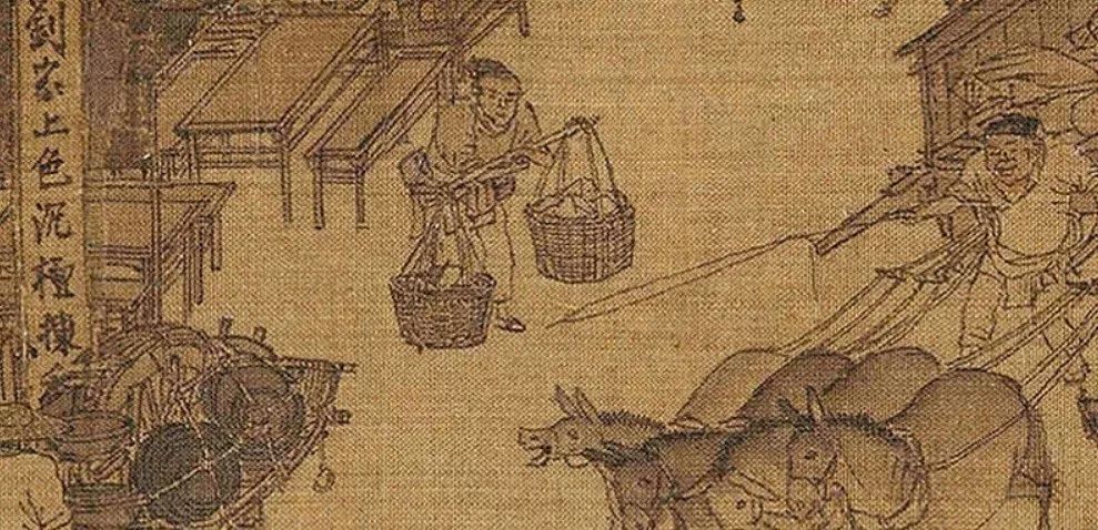 宋 张择端 清明上河图(局部) 刘家香铺门前的卖稠饧摊  绢本设色 北京
