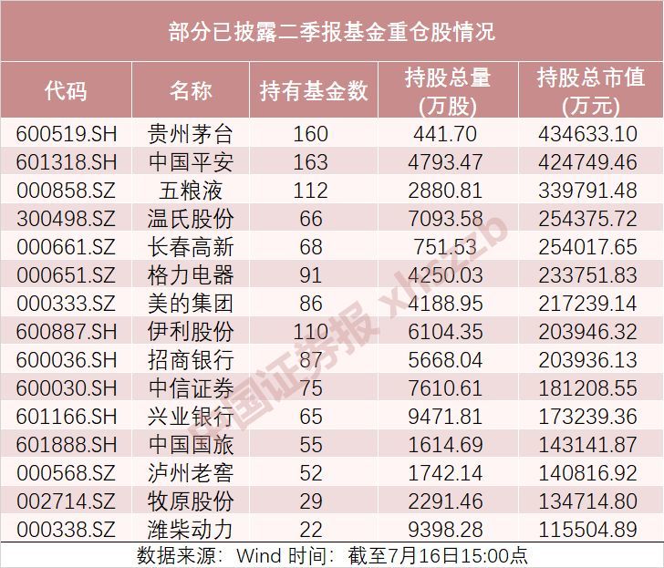 明星基金经理重仓买入这些股票!基金二季度持仓大曝光