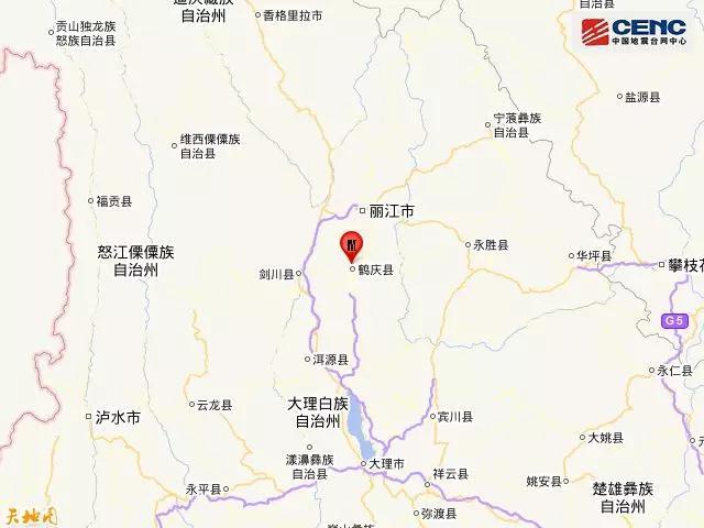 云南大理州鹤庆县发生3.2级地震