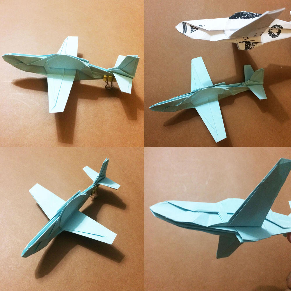p51野马飞机手工折纸教程,真实又有趣,等你来挑战