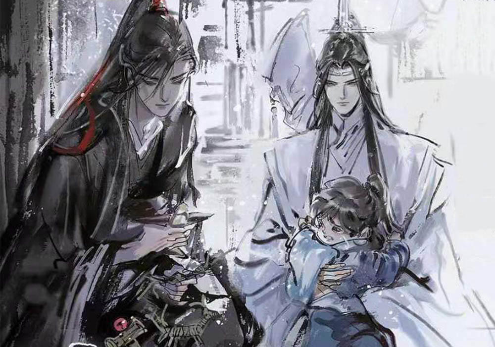 《魔道祖师》动画第三版片尾海报,吹笛抚琴很温馨