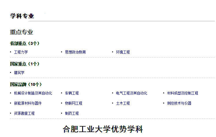 当然,除了其一流学科,合肥工业大学的建筑学,土木工程,机械制造及其