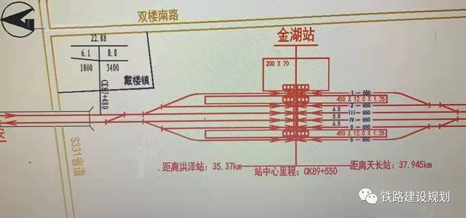 宁淮高铁天长至洪泽区间受天长站近城设站影响,线路取直经金湖县陈桥