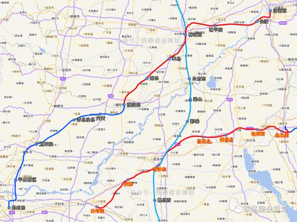 郑济高铁线路方案示意图