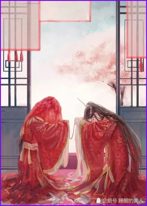 魔道祖师q版忘羡壁纸两人穿婚服的样子太美了