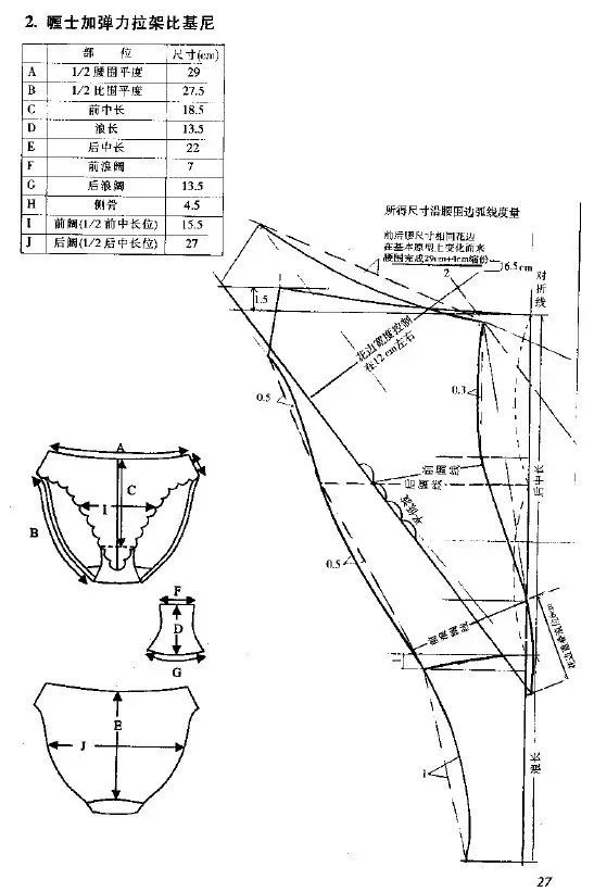 内衣制版纸样: 比基尼,丁字裤,平角裤,钢圈围,裁剪纸样