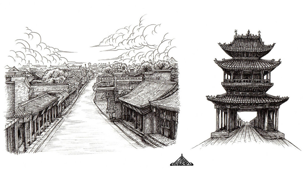 分享一组古建筑素描,细节和线条都非常值得借鉴