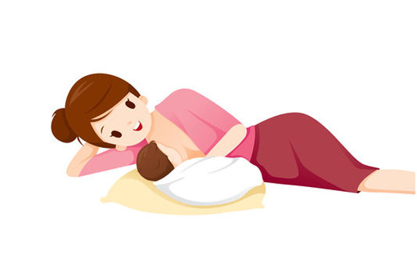 侧躺式:适合刚生产完,剖腹产,分娩后身体较弱的女性