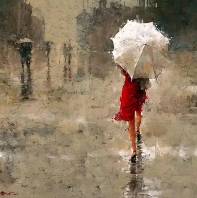 但是这个身着红裙,撑着一把白色雨伞的背影一定会使你过目不忘