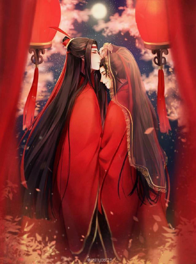 魔道祖师四张忘羡身穿喜服拜堂成亲图第2张最多人喜欢