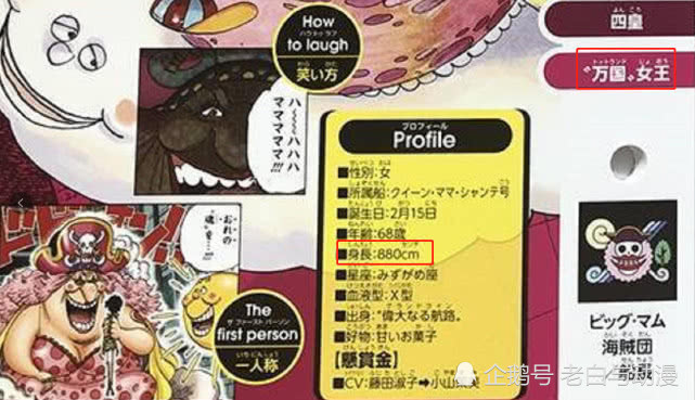 海贼王:四皇大妈生命卡公布,身高880cm,年轻时是绝世美女