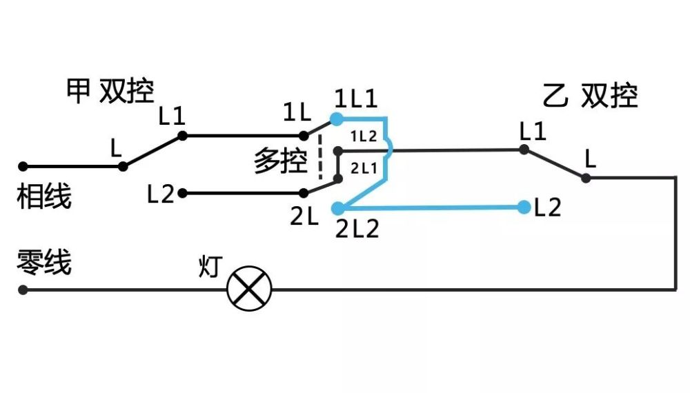 水电工之照明灯多控开关中的六个接线点怎样接