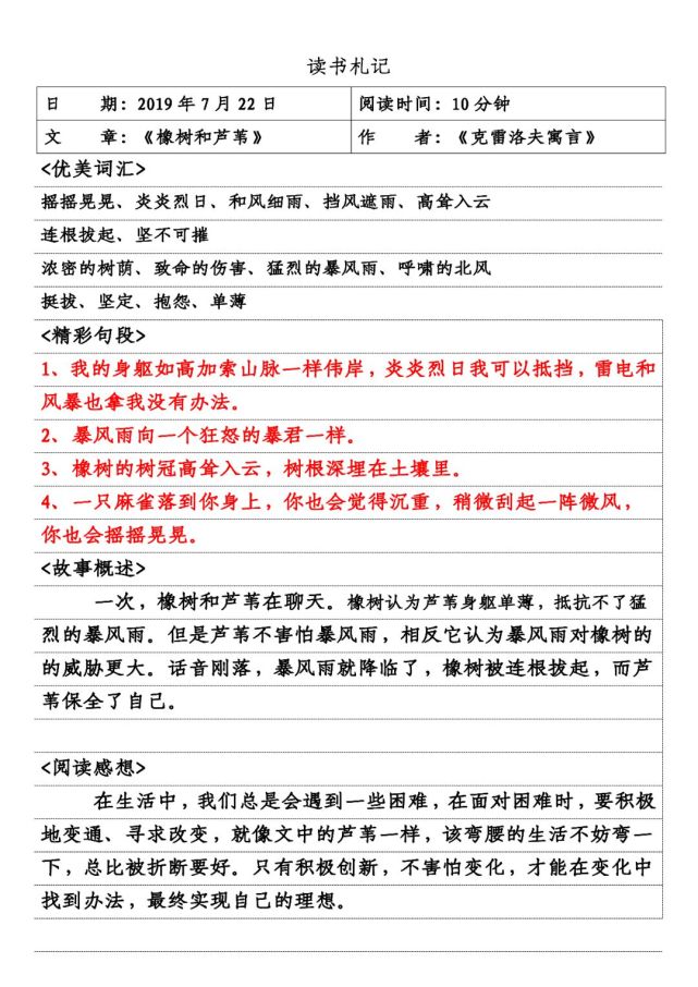 克雷洛夫寓言系列读书笔记,可以给孩子参考一下
