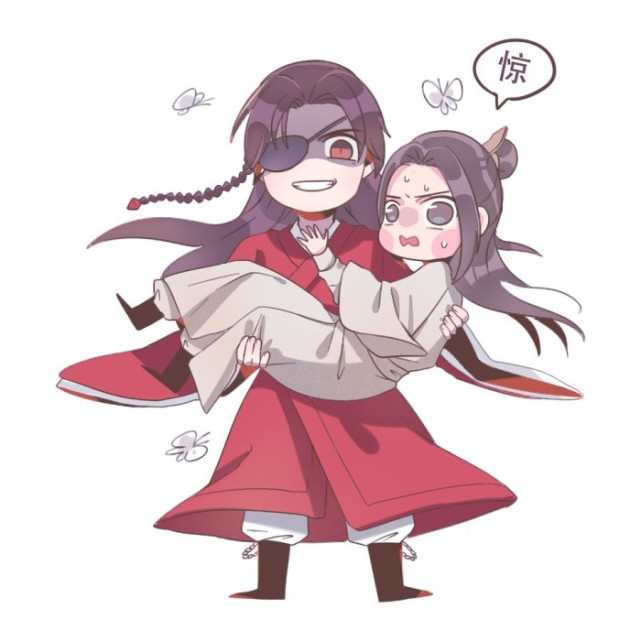 《天官赐福》q版头像:花城vs谢怜,亲亲,抱抱,举高高!