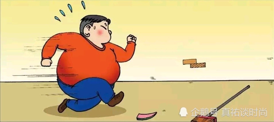 爆笑漫画:肉墩子走路不看路,踩到一块西瓜皮,摔了个
