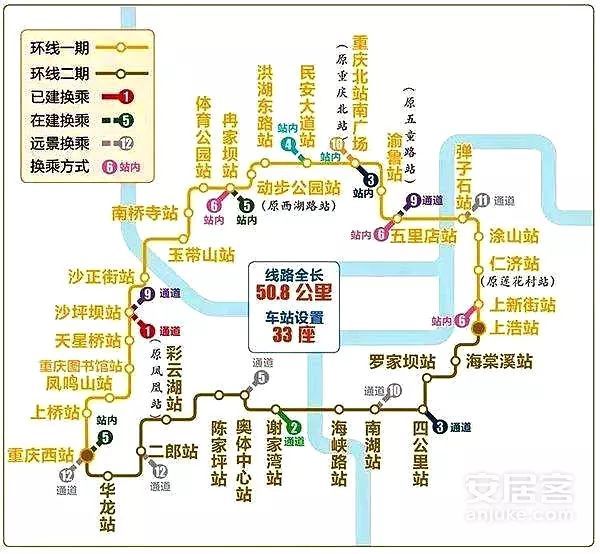 重庆轨道环线跨越主城五区 买房要跟着这33个站点走吗?