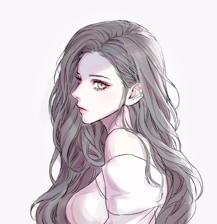二次元超火的一组动漫女生头像小姐姐大波浪卷侧颜太好看了