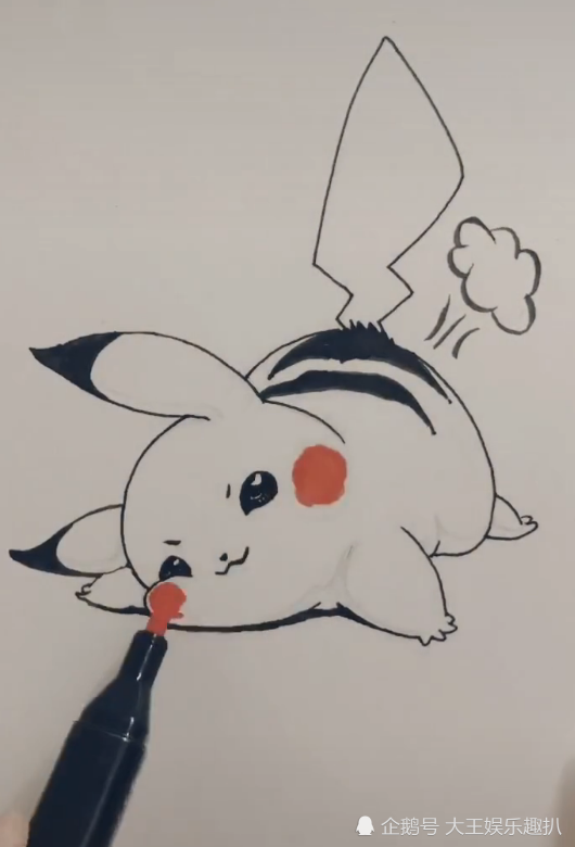 美术生手绘皮卡丘,胖嘟嘟的非常萌,网友:改名屁卡丘吧