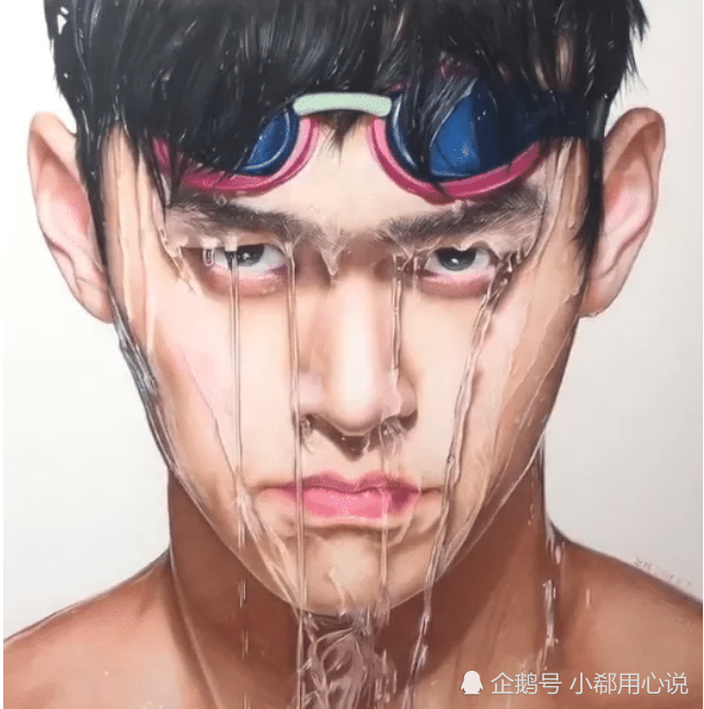 美术生画孙杨"出水"作品,坚定眼神秒杀全场,网友:国人