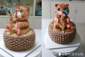 蛋糕师做"猫咪"模型,第一眼:这是什么造型?看到成品:舍不得吃了!