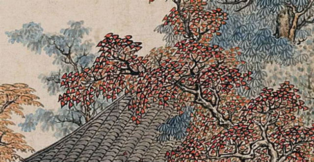 兼顾雅俗共赏,擅画设色山水,明末项圣谟绘《秋林禅悦》