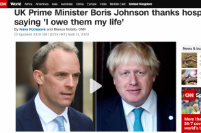 英国首相约翰逊感染新冠肺炎入院后首发声明:我欠医护人员一条命