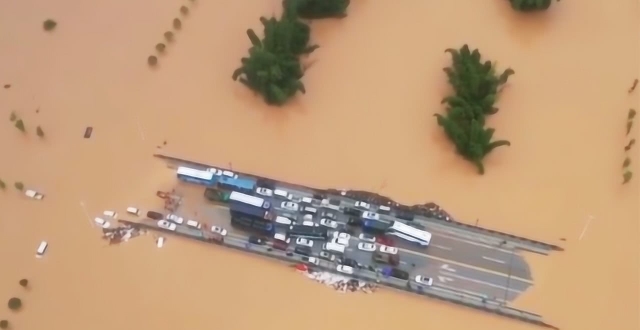 桂林洪水袭城多地被淹 大桥变“孤岛”桥上聚满避难车辆