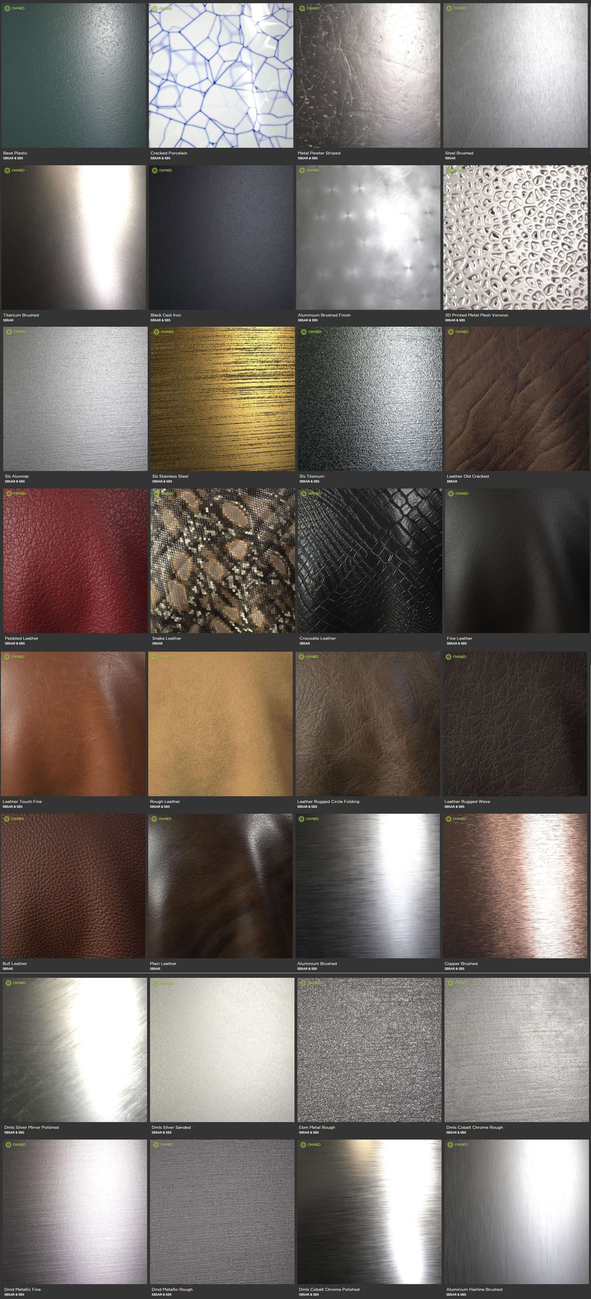Substance Source材质-brushed metal & leather mainly