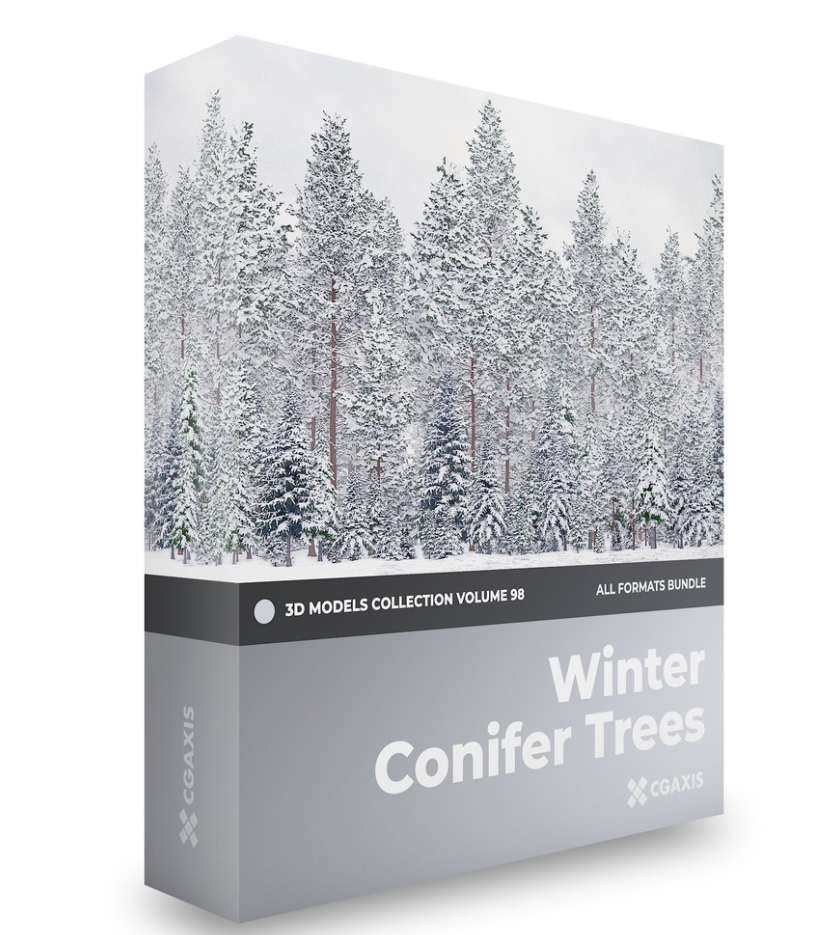 CGAxis – Winter Conifer Trees Collection 冬季树木 – Volume 98